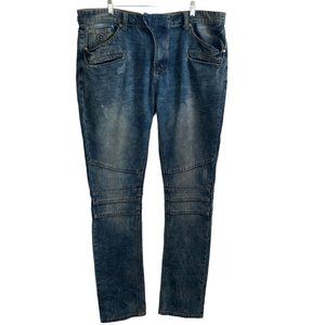 Caliber Jeans Mens 40x34 Blue Distressed Dark Wash